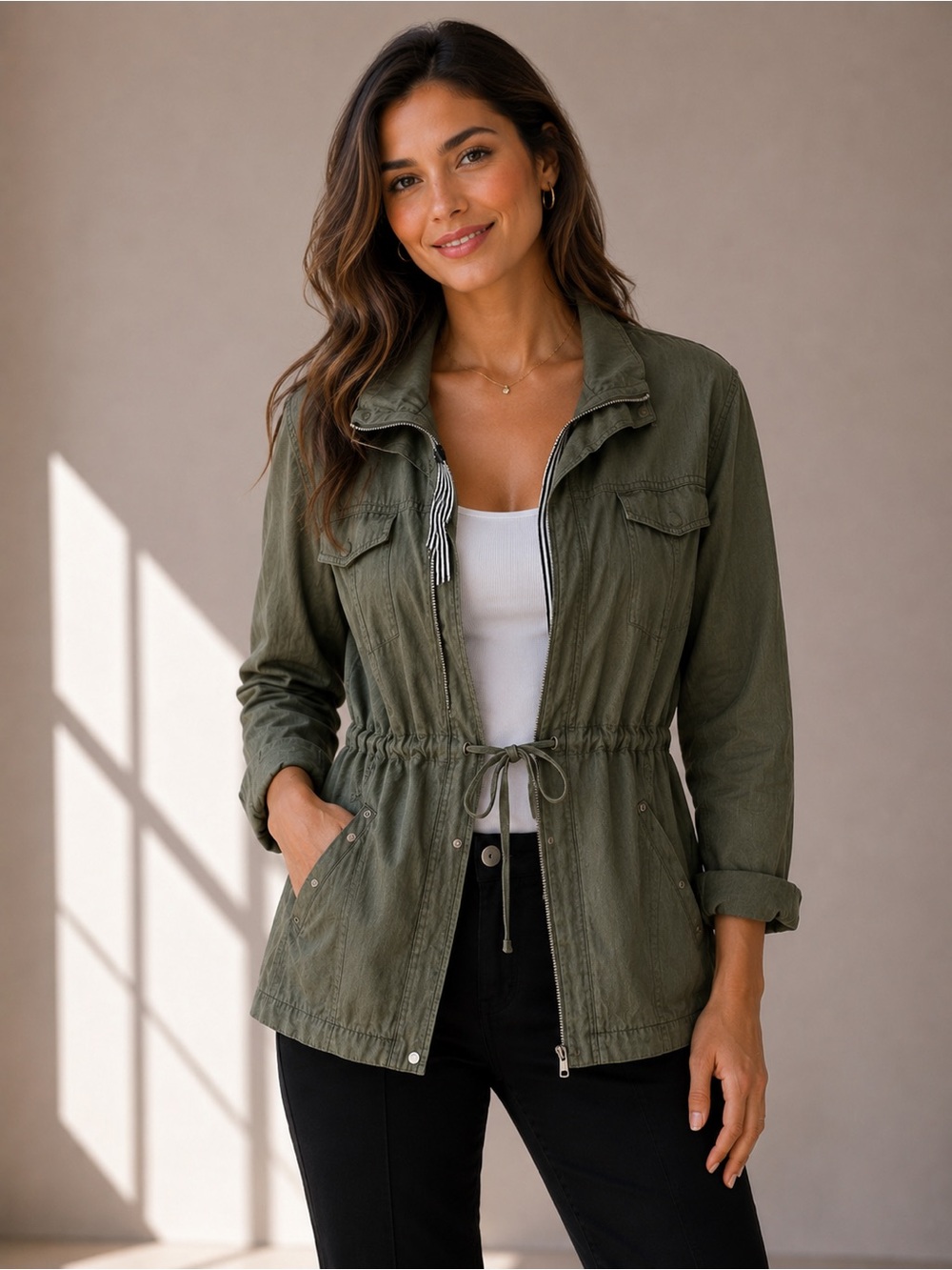 Michael Stars Anthropologie Trendy Military Linen Coat Women’s S